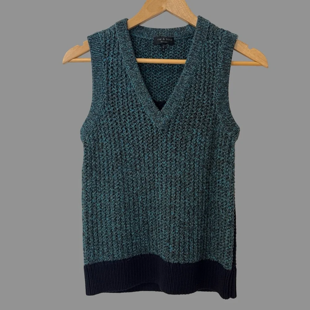 Rag & Bone Carmen V-Neck Sleeveless Knit Colorblock Pullover Vest XS - Picture 2 of 8